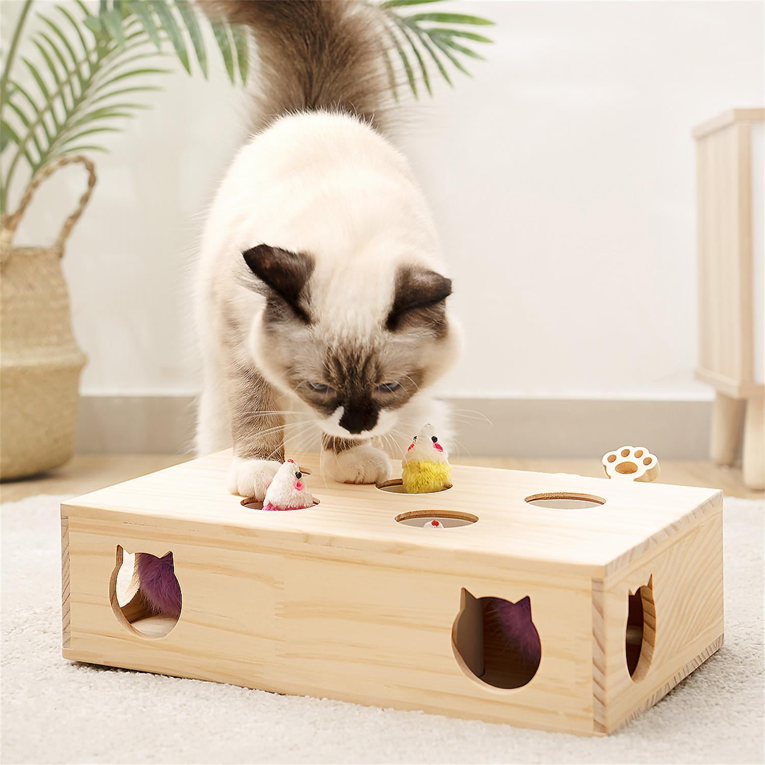 Pefilos 13" Cat Toys Interactive Whack A Mole for Indoor Cats Killer's Instinct Outdoors Cat Funny Toys Kitten Catch Mice Game Mouse Puzzle Toy, Beige Pefilos 13" Cat Toys Interactive Whack A Mole for Indoor Cats Killer's Instinct Outdoors Cat Funny Toys Kitten Catch Mice Game Mouse Puzzle Toy, Beige