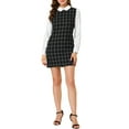 thumbnail image 1 of Vestido de Navidad para mujer Allegra K con cuello Peter Pan, vestido mini de bloques de color de los años 60, de manga larga, XS, negro y blanco, 1 of 8