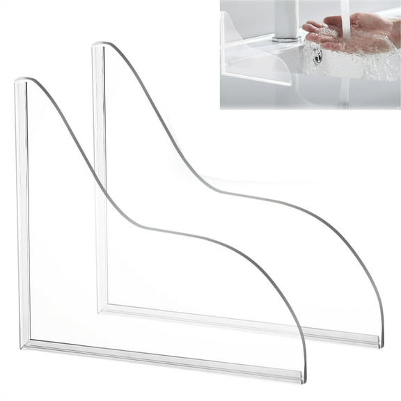 Scheam Clear Acrylic Bathtub Splash Guard 2 Pcs Self-Adhesive Shower Water Splash Guards Panels Waterproof Bath Corner Guards Easy Setup for Bathroom