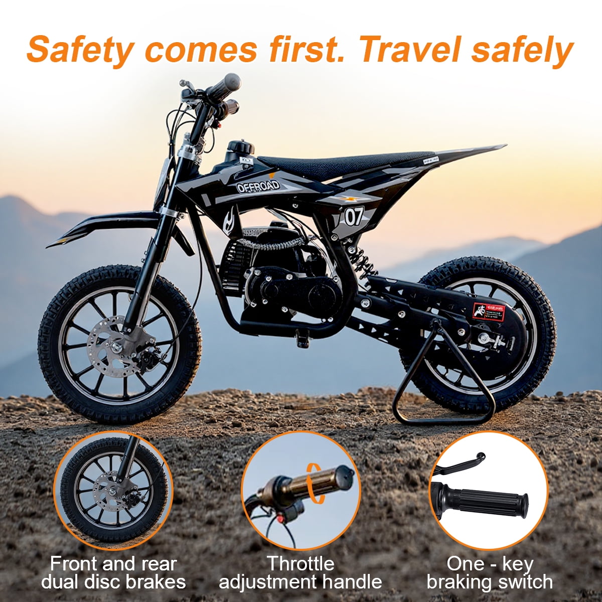 SAY YEAH Dirt Bike,50CC Gas Powered Off Road Dirt Bike for Kids 8-13,Weight Support Up to 200 LBS,25MPH Top Speed,Gray