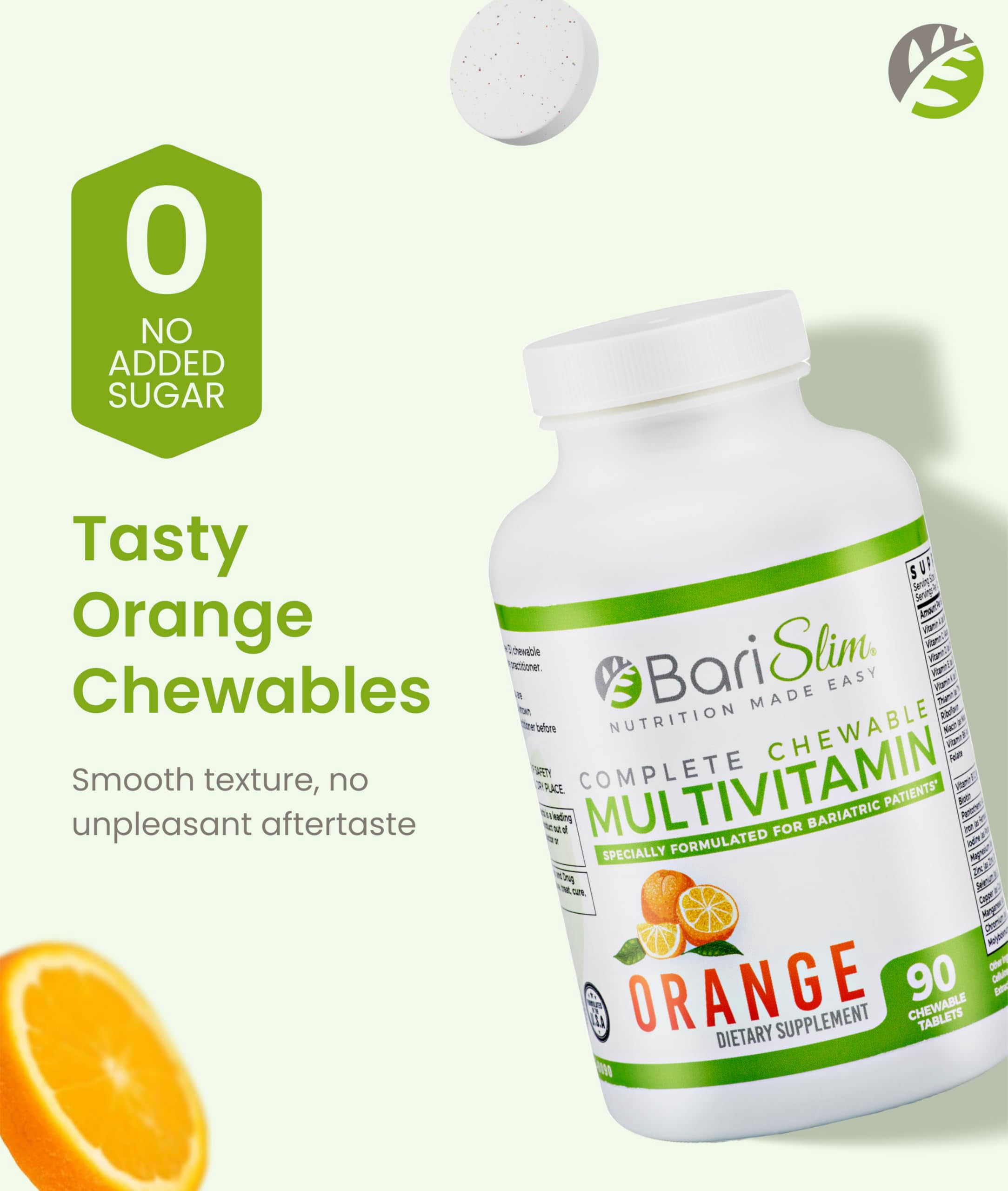 BariSlim Chewable Bariatric Multivitamin, Weight Loss Health Support, 90 Count, Unisex, Adults