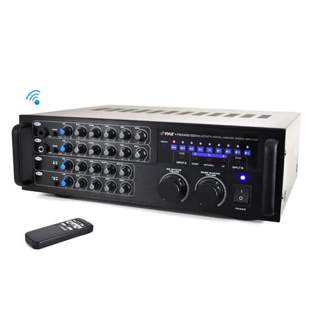 PYLE PMXAKB1000 - 1000 Watt Bluetooth Stereo Mixer Karaoke Amplifier, Microphone/RCA Audio/Video Inputs, Mic-Talkover, Rack Mountable (Best Studio Mixer Under 1000)