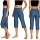 thumbnail image 5 of Pincandy Women's Solid Color Stretch Denim Leggings - 2 Pockets, Loose Skinny Fit with Flared Hem, Perfect for Gym, Workout & Casual Wear, 5 of 7