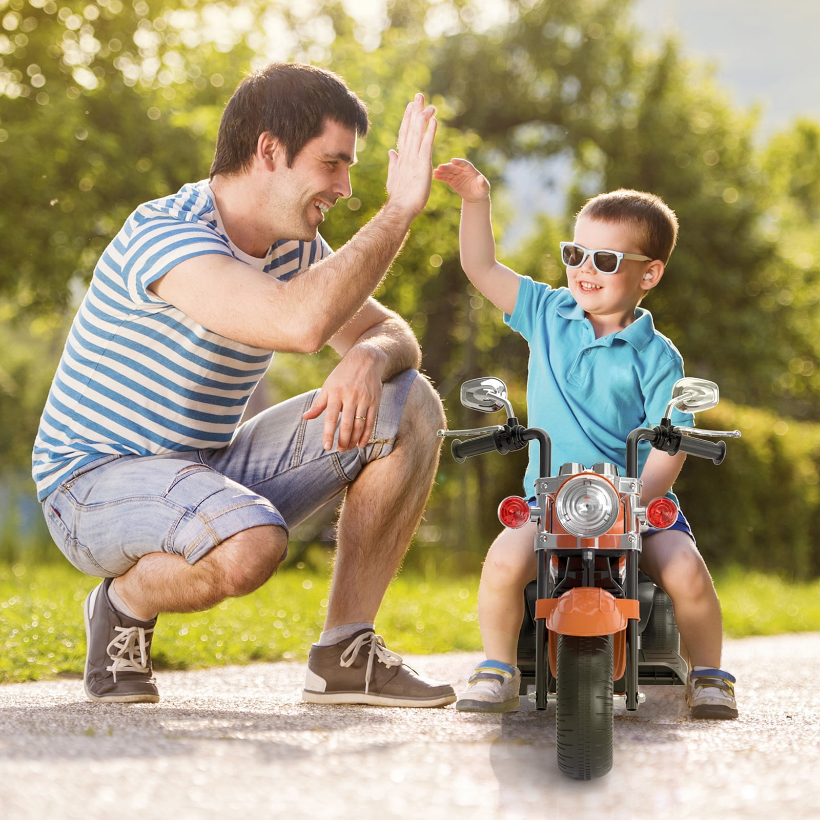 KORIMEFA 3 Wheel Kids Ride On Motorcycle 6V Battery Powered Electric Toy Orange