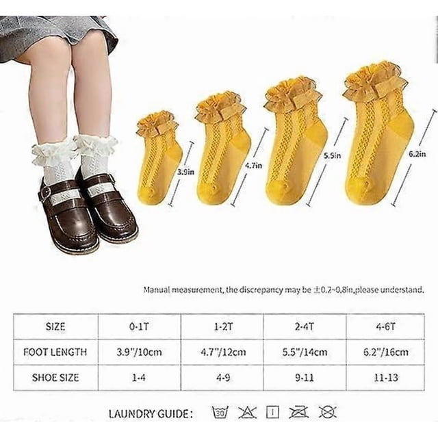 Toddler Ruffle Baby Girls Socks Cute Princess Knit Cotton Lace Top Frilly Infant White Dress Socks 0-12M