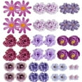 thumbnail image 2 of Spencer 40pcs Artificial Flowers Combo Purple Flowers Mix Silk Flower Heads for Art Crafts Garland Wedding Party DIY Home Decoration, 2 of 9