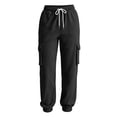 thumbnail image 4 of ZHYou No Boundarie Womens Cargo Pants Cuffed Casual Drawstring Elastic Waisted Loose Casual Athletic Sweatpants with Pockets,Black,Size M, 4 of 6