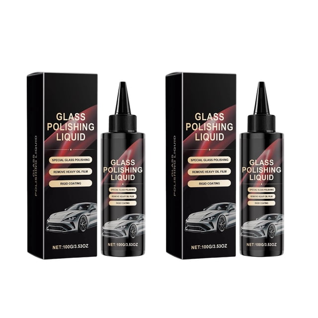 Deeceymbur 2Pcs Auto Glass Polish Water Spot Scratch Remover Cleaning Fluid for Windshield Windows Visibility Enhancement 3.53oz