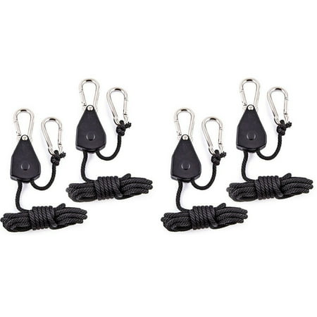 

4Pcs Heavy Duty Adjustable Grow Light Ratchet Rope Hanger Yoyo for Grow Light Fixtures Gardening