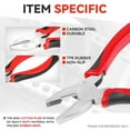 thumbnail image 2 of 5 Piece Pliers Set - Durable Linesman Pliers Needle Nose Slip Joint Pliers Diagonal Cutter Groove Joint, Red/Black, 2 of 7