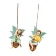 thumbnail image 2 of 2x Estatuas de jardín de hadas colgantes, figuras en miniatura de regalo Cachorros de regalo en la escultura de resina de columpio para el, 2 of 7