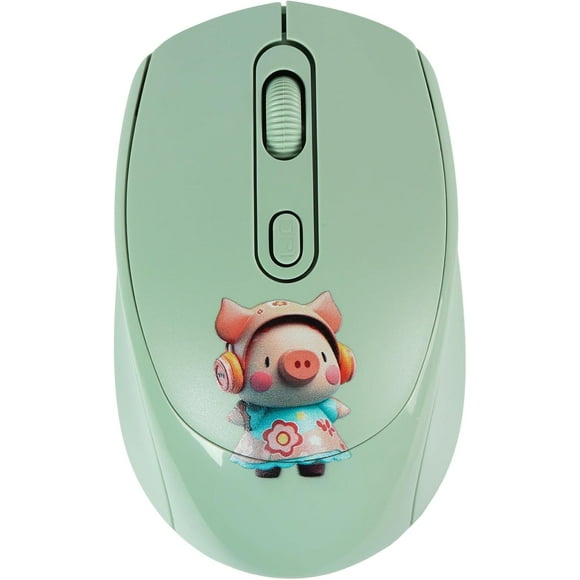 shiyou-2.4GHz Wireless Mouse Cute Cartoon Computer Mouse DPI Adjustable Small Cordless Mouse Kids Mouse Silent Click USB Mouse for Laptop Computer Kids Gifts (Green)