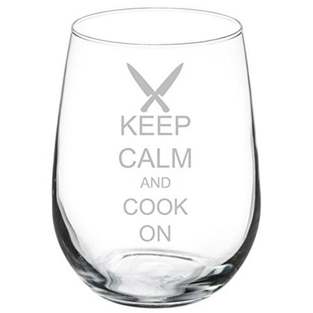 

Wine Glass Goblet Keep Calm and Cook On Chef Knives (17 oz Stemless)