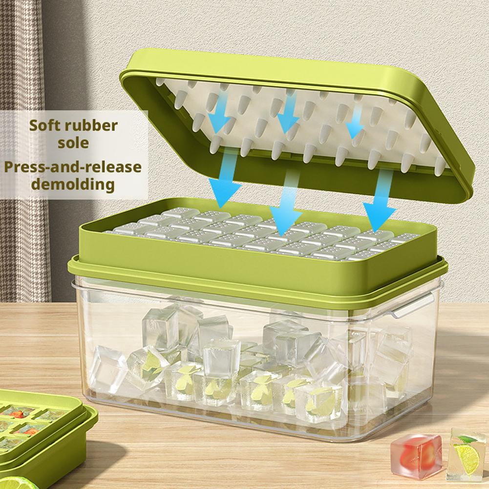 Ice Trays for Freezer with Lid and Bin, 2026 Ice Tray for Freezer with Release for Chilling 2 Trays,Easy 64-Ice Cocktai