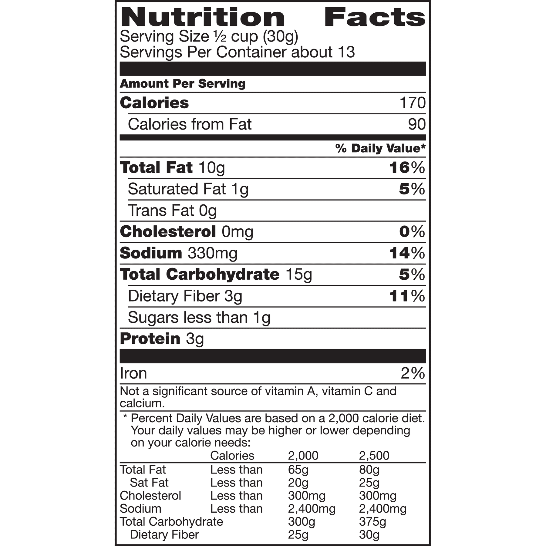 Chip Bag Size Chart