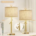 thumbnail image 2 of Table Lamps Set of 2, Adjustable Height Bedside Lamps Marble Table Lamps with Pull Chain Nightstand Lamps Modern Table Lamp for Living Room Bedroom Office Bulbs Not Included(Gold), 2 of 14