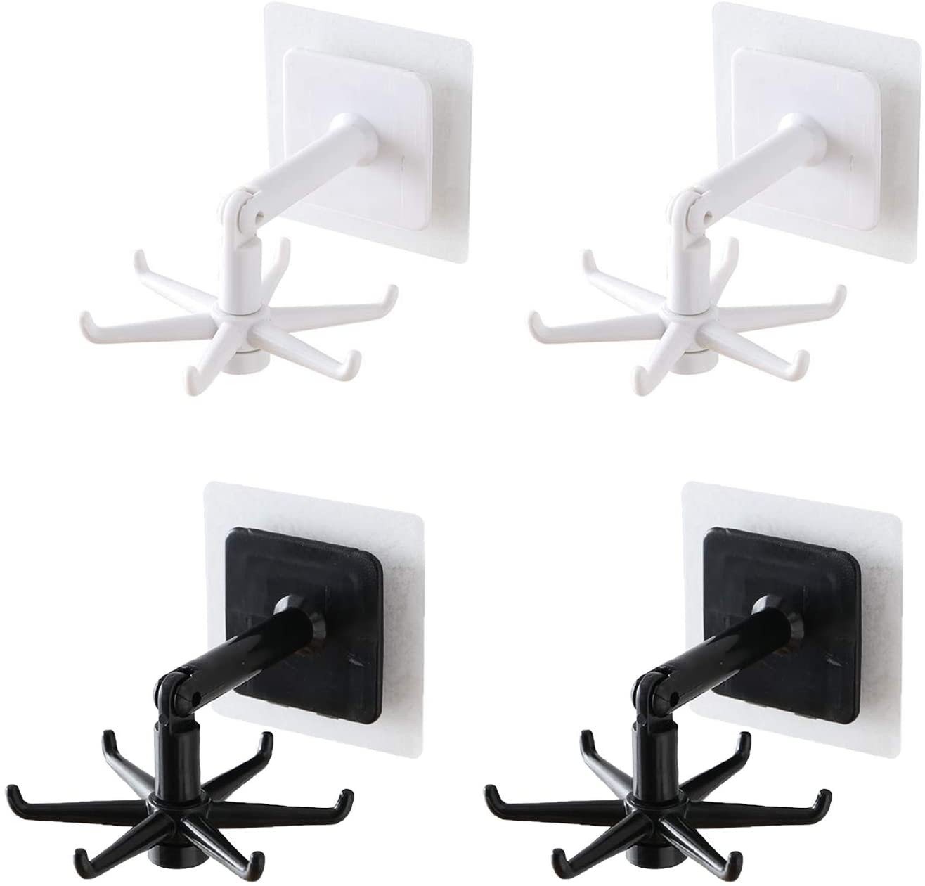 4Pcs 360° Rotating Folding Hook, SelfAdhesive 180°Vertical Flip