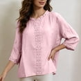 thumbnail image 2 of Women Shirts Neck Embroidered Short Sleeve Casual Blouse Top Holiday Gathering Daily Casual Outfit, 2 of 6