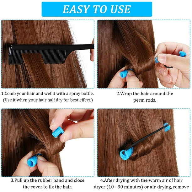 60 Pieces Hair Perm Rods NonHTAIGUO Slip Hair Rollers Plastic Cold