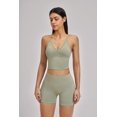 thumbnail image 5 of PISONIC 2 Piece Workout Sets for Women Cross Back V Neck Tank Top Matching High Waist Biker Shorts Gym Sets, 5 of 7