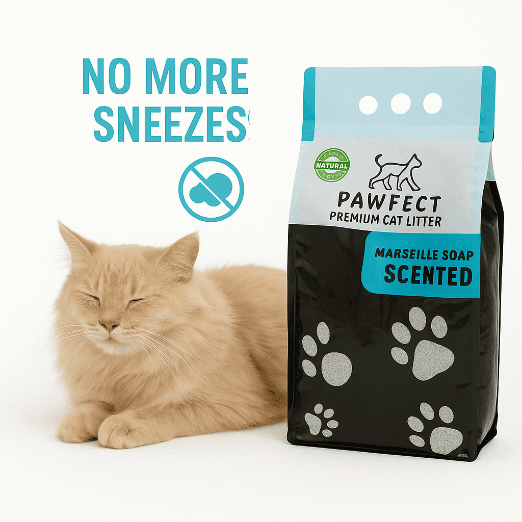 PAWFECT Premium Clumping Cat Litter, Bentonite, Low-Dust, Marseille Soap Scent, 17.2 lb. / 9L