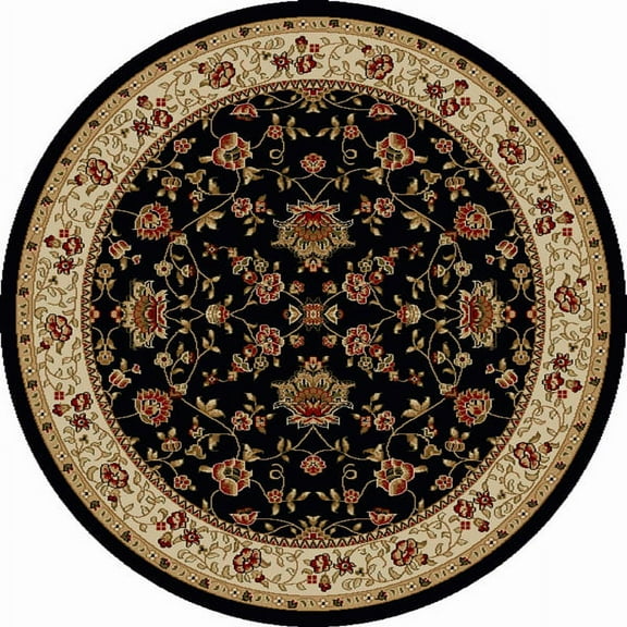Vitaly Rafiqi Area Rug 1597 Black Italian Bordered 8' x 8' Round