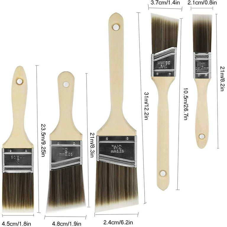 Paint Brushes, 5 Pack Paint Brushes With Wooden Handle, Flat Bristle Paint  Brushes, Professional Paint Brushes, Flat Paint Brushes With Wooden  Handle(25.4Mm/38Mm/50.8Mm/63.5Mm) 