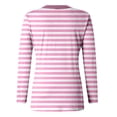thumbnail image 4 of FINALGANG Womens Striped Long Sleeve TShirts Casual Loose Fit Crewneck Lightweight Tees For Spring Summer Daily Wear Pink XL, 4 of 5