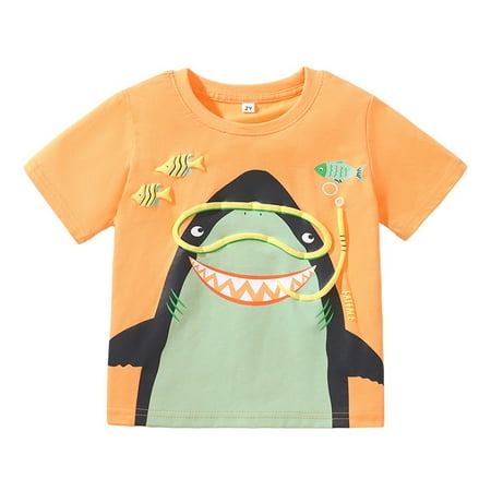 

Qudderr Toddler Kids Short-Sleeved T-Shirt for Boys Summer Cartoon Printing Tees Baby Crewneck Boys Tshirt for 2-8 Years