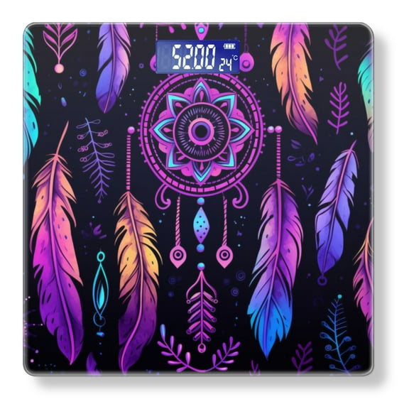 Bathroom Scale, Highly Accurate Digital Body Scale,Precisely Measures Weight up to 400 lbs-Holographic Dreamcatchers With Colors Shifting And Shimmering In The Light