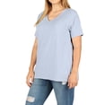 thumbnail image 4 of Zenana Women & Plus Size Cotton V-Neck Short Sleeve Casual Basic Tee Shirts, 4 of 4