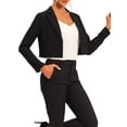 thumbnail image 4 of INSPIRE CHIC Women's Long Sleeve Open Front Notched Lapel Business Cropped Blazer Jackets XS Black, 4 of 6