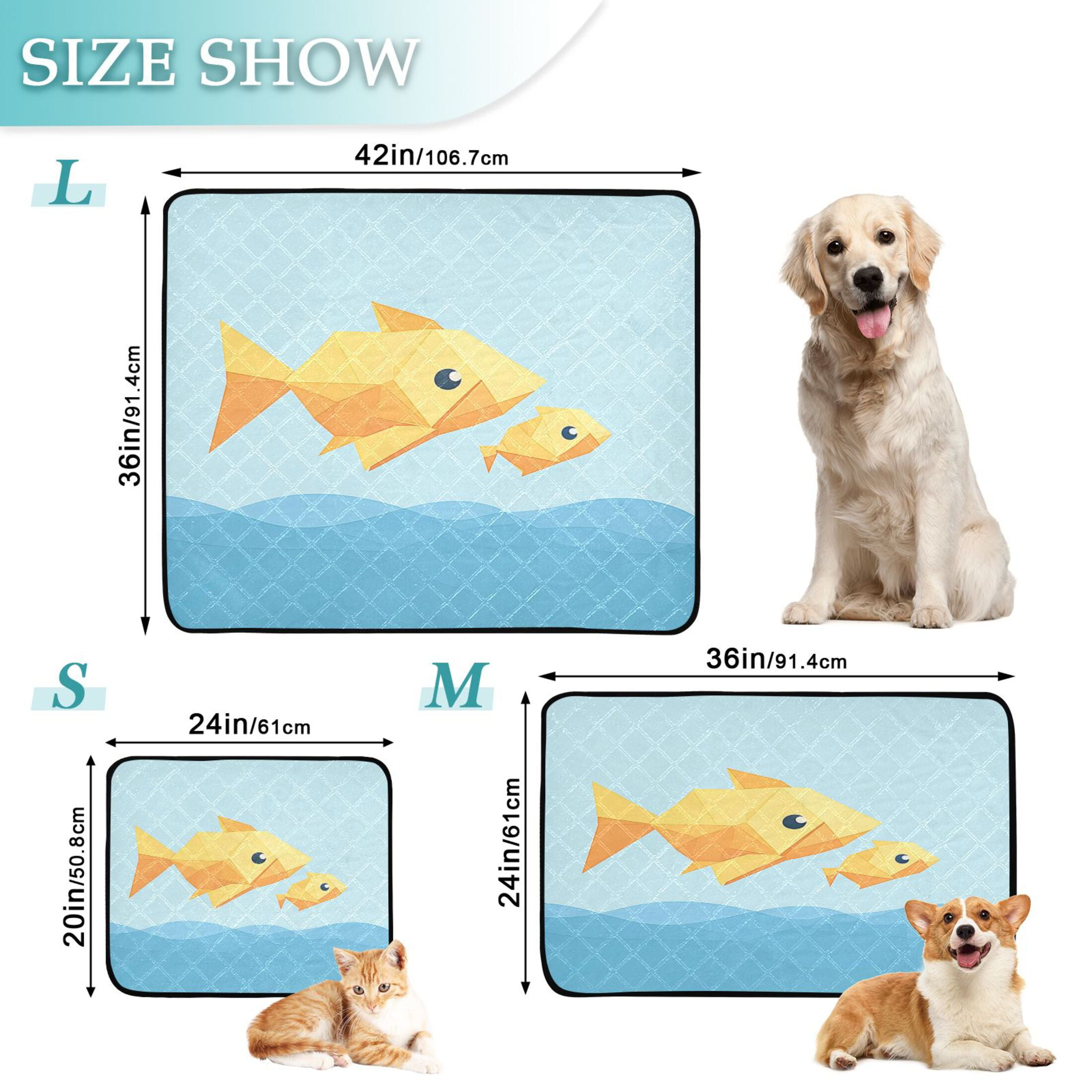 Washable Pet Pee Pads with Super Absorbent Reusable Training Pads for Dogs & Cats Simple Origami Fish