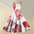 thumbnail image 2 of Valentines Dresses for Women Heart Printed Mini Dress Fit and Flare Sleeveless Wedding Guest Dresses Deep Red XL, 2 of 5