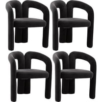 Tabaray Modern Velvet Dining Chair Set of 4, Cute Barrel Accent Chairs Upholstered Armchair Comfy Side Chair for Kitchen Living Room Reception (Black-Velvet, Set of 4)