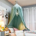 thumbnail image 1 of Tienda de campaña con forma de cúpula con borlas para niños, instalación sin perforaciones, cortina para la cama, repisa para la cama, mosquitera artesanal de algodón lavable con agua, 1 of 2