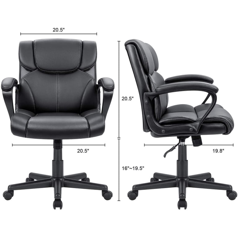 Lacoo Mid-Back Ergonomic Executive Office Chair, Black photo 7