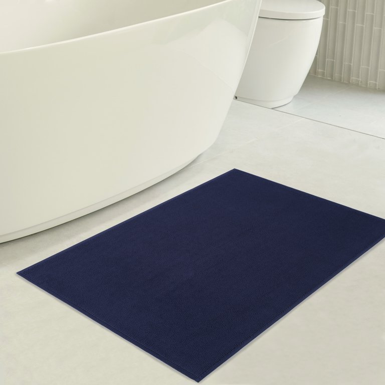 American Soft Linen, Fluffy Foamed Non-Slip Bath Rug 21x32 inch Bath Mat Rug - Navy Blue