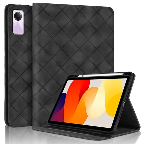 Case for Xiaomi Redmi Pad 2 11 inch 2025, Black Leather Folio Stand with Pencil Holder & Card Slot