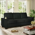 thumbnail image 2 of Muumblus 83.5" Living Room Sofa with Cup Holders, Cozy Plush Upholstered Couch, Corduroy Sofa 3-Seater, Black, 2 of 12