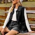 thumbnail image 2 of SWSMCLT Women's Denim Vest Long Tank Top Fall Vintage Fashion Button Down Spring Pocket Sleeveless Top Dark Grey Medium, 2 of 4