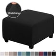 thumbnail image 1 of CHOK Square Ottoman Covers Ottoman Slipcovers Folding Storage Stool Furniture Protector Form Fit with Elastic Bottom  Stretch High Spandex Small Checks Jacquard Fabric Brown XL 35”- 44”, 1 of 6