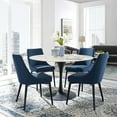 thumbnail image 4 of 47" Tulip Table, Faux White Marble Top Round Dining Table - Black Metal Base, 4 of 4