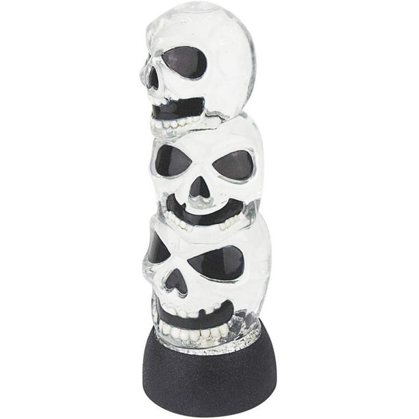 Triple Skulls Stack Tower Led Halloween Snow Globe Table Light Walmart Com Walmart Com