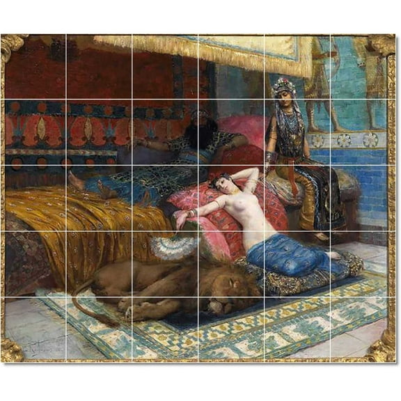 Ceramic Tile Mural-Georges Antoine Rochegrosse Nudes Tile Mural Modern House Renovations. 25.5" w x 21.25" h using (30) 4.25 x 4.25 ceramic tiles