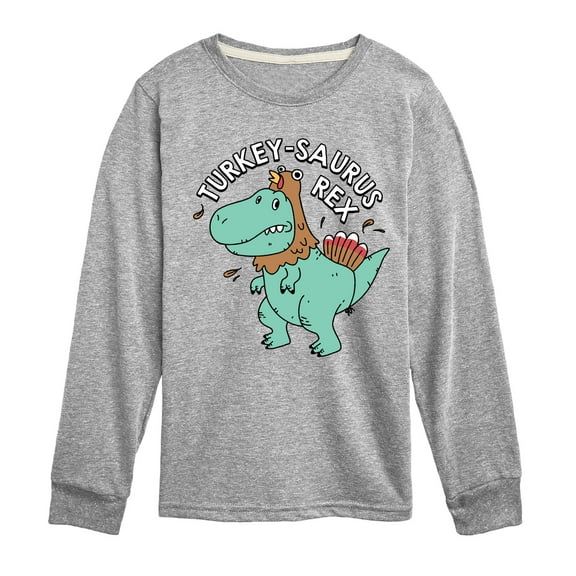 Instant Message - Turkeysaurus Rex - Toddler & Youth Long Sleeve Graphic T-Shirt
