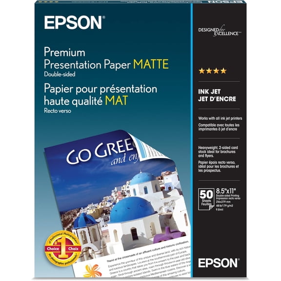 Premium Presentation Paper MATTE (8.5x11 Inches, Double-sided, 50 Sheets) (S041568),Bright White