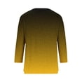 thumbnail image 4 of Womens 2024 3/4 Sleeve Tops Casual Gradient Plus Size Summer T-shirt Henley Neck Comfy Daily Blouses for Going Out, 4 of 5