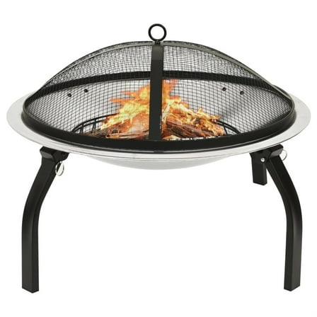 Casafoyer 2-in-1 Fire Pit and BBQ with Poker 22"x22"x19.3" Stainless Steel