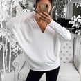 thumbnail image 3 of Tbopshirt Womens Top Women Fashion Casual Solid V-Neck Loose Long Sleeve T-shirt Top Blouse Pullover, 3 of 5